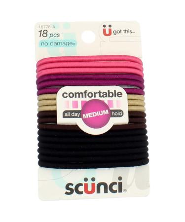 Scunci No Damage Elastics Comfortable All Day Medium Hold Neutral 18 Pieces