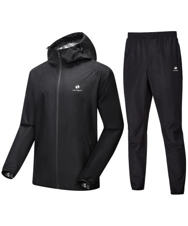 HOTSUIT Sauna Suit for Men Weight Loss Sweat Suit Boxing Exercise Sweat Sauna Jacket Pants Black X-Large