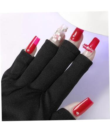 Anti UV Gloves Sunblock Gloves UV Shield Protection Fingerless Gloves for Gel Nail Lamp 1Pair Black - Buy Online on SooperMarket.com