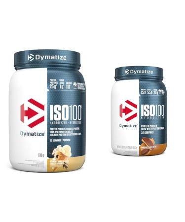 Dymatize ISO100 Hydrolyzed Protein Powder Gourmet Vanilla High Protein Powder 100% Whey Isolate Protein Powder 25g of Protein Gluten Free 20 Servings & ISO100 - Chocolate Peanut Butter 20 srv