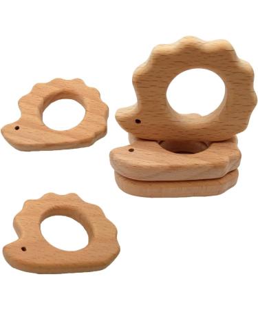 Organic Wooden Hedgehog Teether Toys - Set of 2 | Handmade Baby Beaded Teething Toy | Food Grade Materials - Perfect Baby Shower Gift - Buy Online on SooperMarket.com