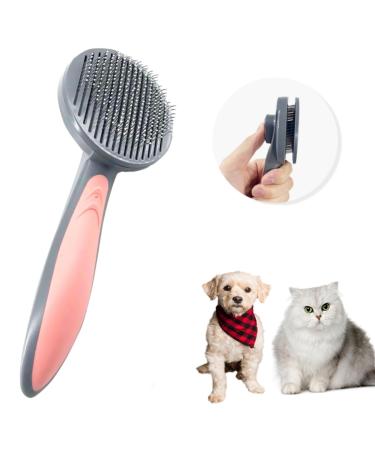Willight pet brush dog brush cat brush self -cleaning dogs cats brush for long -haired/short hair cat kamm with handle brush for pet care for removing Unterfell (pink)