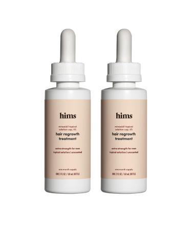 hims Extra Strength Hair Regrowth Treatment for Men with 5% Topical Minoxidil Solution for Hair Loss and Thinning Hair, Unscented, 2 Pack