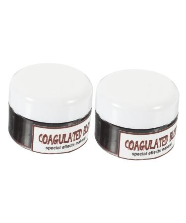 DOITOOL 4 Pcs Simulated Plasma Dress up Blood Fake Blood Prop Makeup Carrier Fake Wound Blood Wax Fake Blood for Face Halloween Blood Special Effects Makeup Kit Props Make up Edible Syrup 5.5X5.5X3.6CMx2pcs Dark Redx2pcs