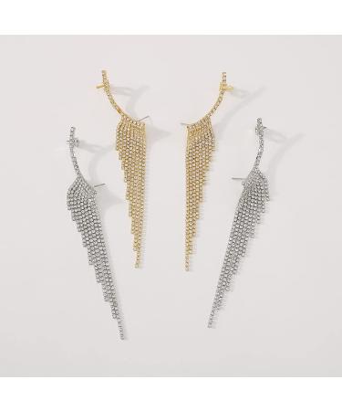 Shop Boho Silver Long Tassel Crystal Earrings - Statement Dangle for Women & Girls | Perfect for Weddings & Parties - Buy Online on SooperMarket.com