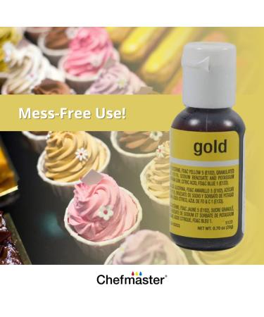 Chefmaster Gold Liqua-Gel Food Coloring 0.70 oz | Vibrant Professional-Grade Dye for Baking & Decorating | Made in USA - Buy Online on SooperMarket.com