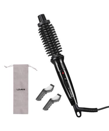 LOVANI Mini Travel Hair Curling Iron Brush Dual Voltage Portable Ceramic Ionic Anti-Scald 3/4 Inch Hot Hair Curler Brush for Short Hair 3 in 1 Curling Wand with Travel Bag