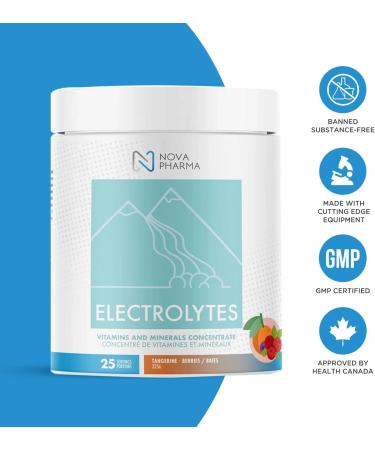 Nova Pharma Electrolytes Powder Amino Acids Supplement - Hydrates Builds Muscle Mass & Boosts Workout Performance Vegan Caffeine-Free Zero Sugar No Artificial Flavor/Color/Sweetener - 25 Servings Tangerines - Berries - Buy Online on SooperMarket.com