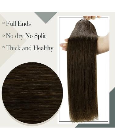 LAAVOO Easy Loop Hair Extensions - Brown 18 Inch Real Remy Hair with Microrings 50s Pack Brown #4 50g - Premium Microlink Extensions - Buy Online on SooperMarket.com