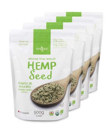 ONEROOT Organic Raw Shelled Hemp Seeds (Hemp Hearts) Non-GMO Gluten Free Plant-Based Protein Omega-3 Omega-6-2kg (4 Pack)