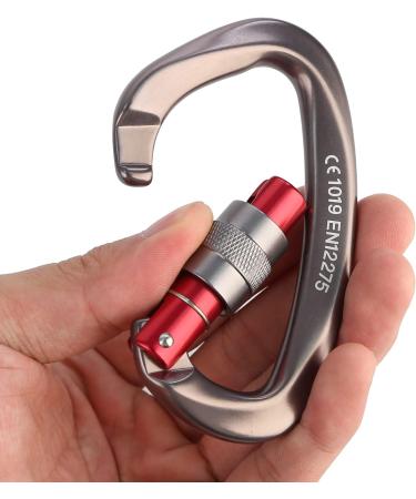 XINDA Screwgate Locking Carabiner Clip Set - 5 Pack Heavy Duty Rock Climbing Carabiners - Professional Outdoor Gear in Gray - Buy Online on SooperMarket.com