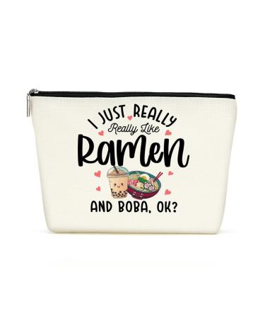 Funny Kawaii Ramen Boba Tea Lover Gifts Bubble Tea Food Noodle Lovers Gift Cute Makeup Bag Cosmetic Bag Friendship Gifts for Women Friends Girls Chief Mom Sister Birthday Nurse Mothers Day Graduation Multicolor444