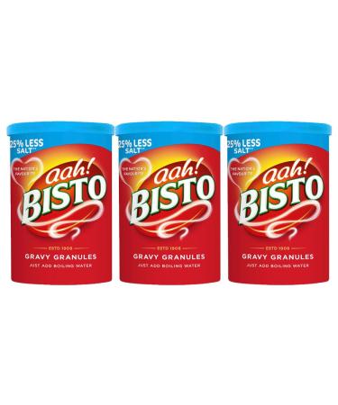 Bisto 3 x 190g Instant Gravy Granules With Welari Thank You Card 25% Less Salt Roast Meat Fish Vegetable Dinner Sauce Jus (380g)