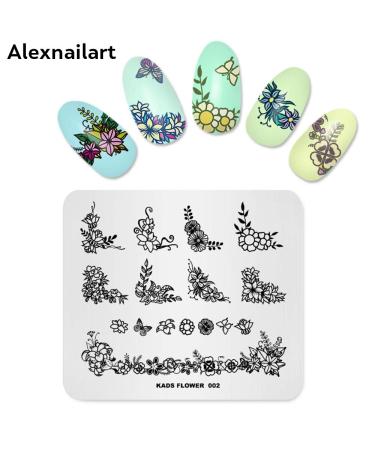 4-Piece Nail Art Stamping Plates - Floral Butterfly & Plaid Design Templates for Perfect Manicure - Multi-Pattern Stencil Tool - Buy Online on SooperMarket.com
