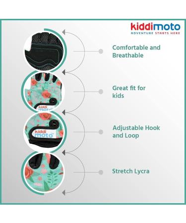 KIDDIMOTO Children's Fingerless Cycling Gloves for Boys & Girls - Floral Design - Size M (4-8 Years) - Perfect Kids Bike Gloves - Buy Online on SooperMarket.com
