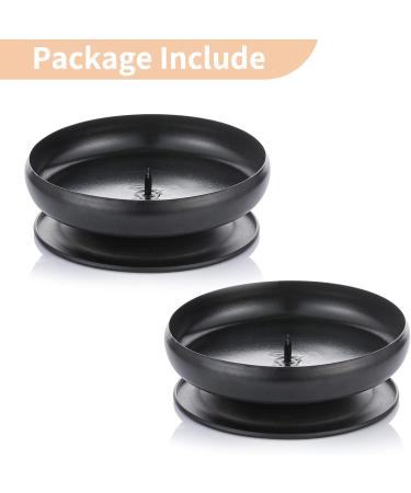 2-Piece Black Iron Column Candle Holder Set - 9cm Diameter Spike Holders for Wax & LED Candles - Perfect for Gardens Spas Weddings & Parties - Buy Online on SooperMarket.com