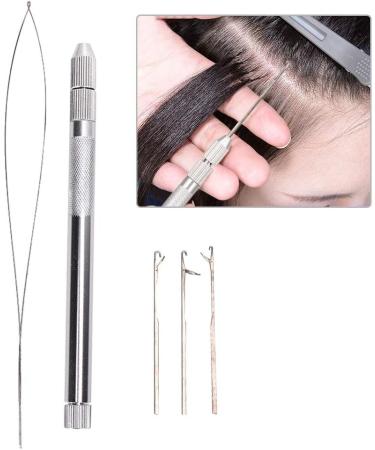 Hair Extension Loop Needle Threader Kit Pulling Hook Tool for Hair Aluminum Handle Hair Extension Threading Tool Micro Beads Loop Needle Threader for Hair Extensions Feather Ext - Buy Online on SooperMarket.com
