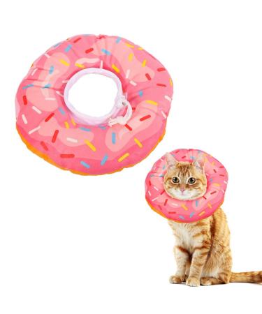Xinzistar Cat Cone Collar Recovery Collar Pet Kitten Soft Protective Neck Collar After Surgery Adjustable Healing Elizabeth Collar Comfy Cotton Cone (S Pink Donut)