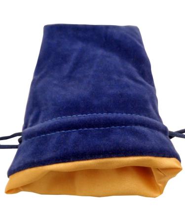 Velvet Dice Bag with Satin Liner 6"x8", Blue Velvet Dice Bag with Gold Satin