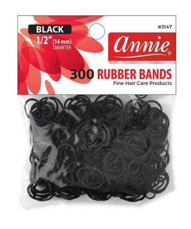 Annie 300 Rubber Bands Small One Size 1/2' Black