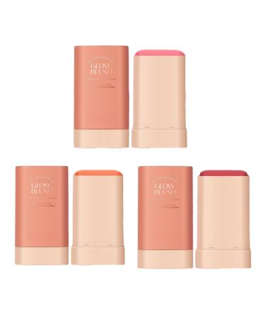 Lovelycat On the Go Makeup Blush Stick Long Lasting Natural Nude Makeup Tinted Moisture Stick Shadow Lips Cheek Waterproof Creamy Makeup Long Lasting Natural Nude Makeup for All Skin (3PC)