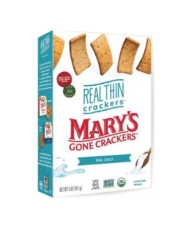 Mary's Gone Crackers Real Thin Crackers, Made with Real Organic Whole Ingredients, Gluten Free, 5 Ounce Sea Salt 5 Ounce (Pack of 1)