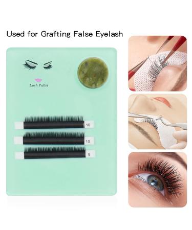 Eyelash Extension Pallet Holder Set - 2 in 1 Acrylic & Round Jade Stone Lash Grafting Tool Pad | Blue - International Shipping Available - Buy Online on SooperMarket.com