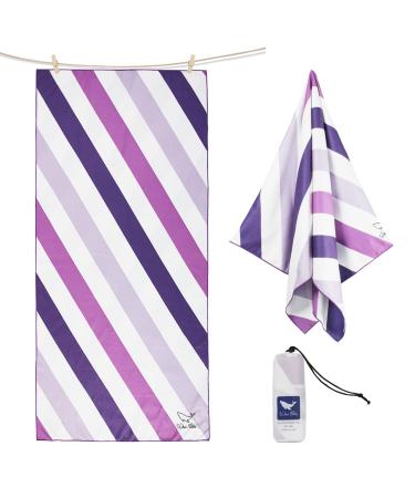 Whale Flotilla Microfiber Large Beach Towel, Quick Dry Beach Towel Sand Free Cooling Travel Camp Pool Towel Set for Kids/Adults, Super Absorbent and Portable, Striped 30x60 Inch Purple Purple 30*60