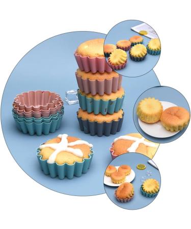 12 Pcs Silicone Muffin Cup Silicone Molds Reusable Cupcake Liners Reusable Baking Molds Delicate 7.5X6.3CM Assorted Color - Buy Online on SooperMarket.com