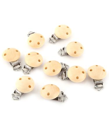Pacifier clip decorative wooden top color trailer round 10 pieces cute 3 holes wood wood iron enchanting wood-burning wood jewelry