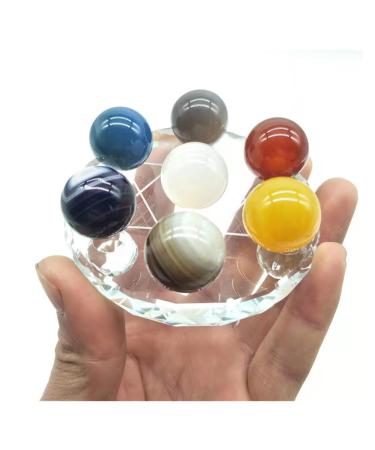 Natural Crystal Rough Ornament 15-25mm Natural Agate Crystal Ball Sphere Seven Star Array for Decorate 1 Set for Fengshuifor Fengshui Decoration Gift Decoration 1set