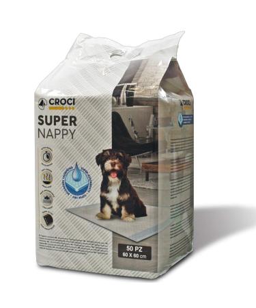 Croci Super Nappy- hygiene mats for dogs 60 x 60 cm 50 pieces- documents for dogs and pets for dog and cat urine extremely absorbent for single use tear-resistant and odor-inhibiting 60x60 cm 50 pieces