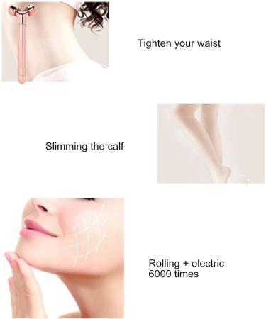 3D Roller Face Massager V Shaped Facial Rollers Face Slimming Tightening Tool Lifting Face Lines Remove Puffiness (Rose Gold) - Buy Online on SooperMarket.com