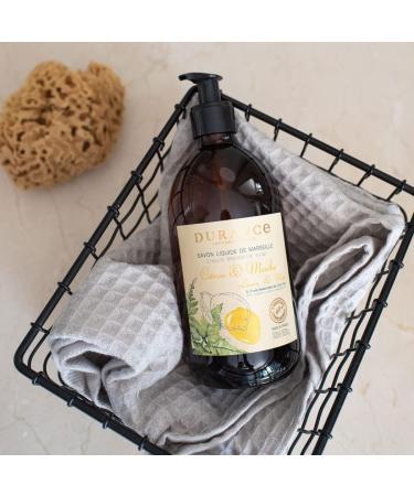Durance Lemon & Mint Marseille Liquid Soap 500ml Paraben-Free Hand & Body Wash With Olive Oil & Red Rice Extract Vegan Friendly Shower Gel - Buy Online on SooperMarket.com
