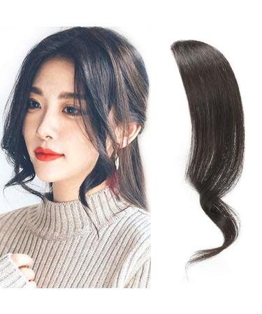 Dsoar 2PCS Wave Side Bang Clip in Bangs Real Human Hair Wave Fringe Hair Extensions(Natural Black Color) 2 PCS Wave Side Bangs Natural Black