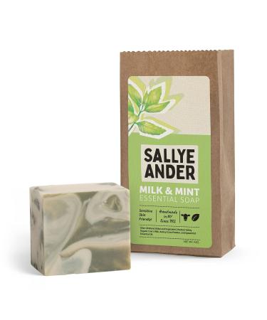 SALLYEANDER Milk & Mint Swirl Soap - 5oz Bar - Naturally Antibacterial - 100% Handmade Hypoallergenic Skincare