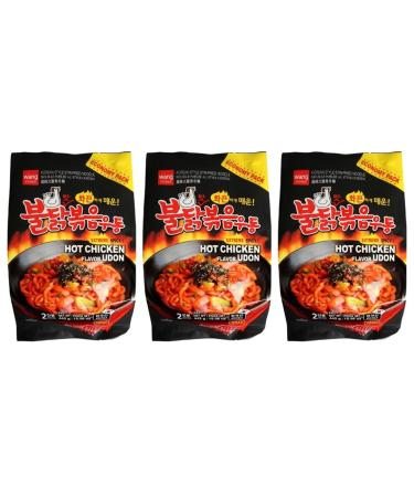 CNMART Wang Hot Chicken Udon Korean Style Stir Fried Noodle 442g (Pack of 3)