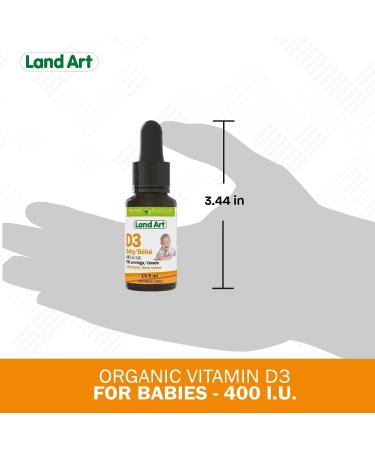 Certified Organic Vitamin D3 Drops - For Baby - 400 IU per drop - 490 servings - Development and maintenance of bones and teeth - GMO free - Gluten free - Made in Canada - 13.5 ml (Pack of 2) - Buy Online on SooperMarket.com