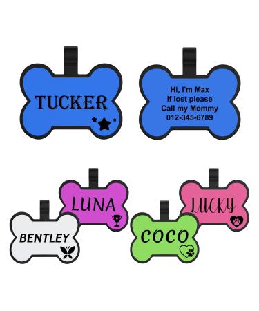 Yehanti dog brand with engraving quiet silicone dog stark personalized with name telephone number and address engraved for dogs cats light and waterproof sample design on symbols bones bone bone icon