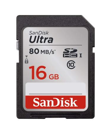 SanDisk Ultra 16GB Class 10 SDHC UHS-I Memory Card up to 80MB/s (SDSDUNC-016G-GN6IN) 16GB Card