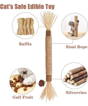 Tsathoggua 4 pcs Matatabi Silvervine Chew Sticks Natural Cat Chew Toy Catnip Toy for Cats Cat Sticks Cat Teeth Nip Cat Teeth Cleaning Kitty Dental Chew Stick Kitten Teething and Stress Release - Buy Online on SooperMarket.com