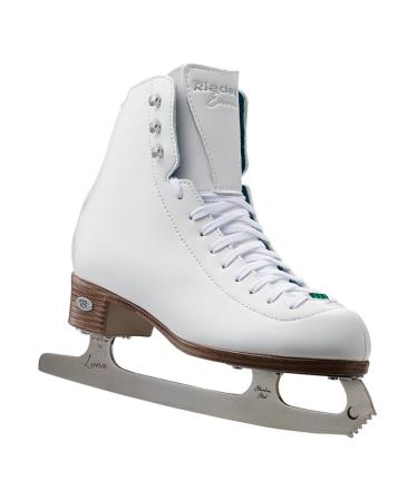 Riedell Skates - 19 Emerald Jr. - Youth Recreational Figure Ice Skates with Steel Luna Blade for Girls Size 3.5 Junior White