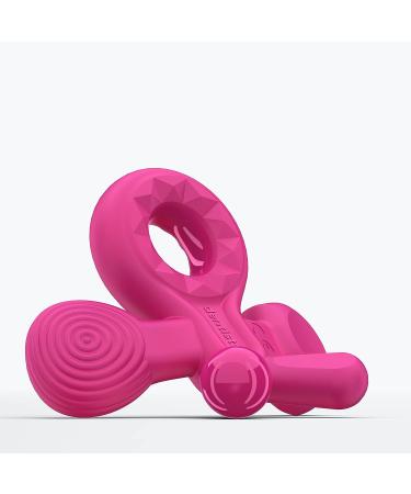Smilo Champ Baby Teether - Soft Silicone Teething Toy for Babies 3+ Months - 5 Textured Structures for Gum Massage - Plum - Buy Online on SooperMarket.com