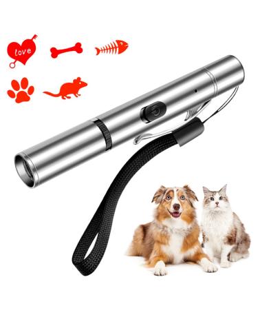 ISAKEN Cat Chaser Toys LED Light Pointer Pen USB Rechargeable Interactive Cat Toy with 5 Patterns Cats Tracker Wand Cat Red Dot Toy Training Exercise Tool for Indoor Cats Kitten