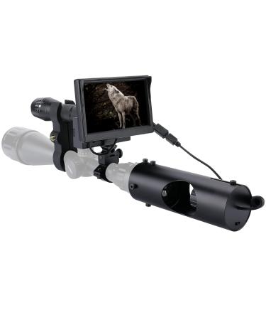 BHNDOING DIY Night Vision Scope for riflescopes, FCC Certified, Digital Night Vision Scope Hunting with IR Flashlight Scope Camera and 5 Screen Day & Night