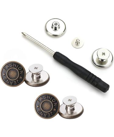 GIYOMI 20mm No Sewing Jeans Buttons Replacement Kit - 12 Sets Metal Buttons Repair Combo with Rivets and Screwdrivers | 0.79 inch - Buy Online on SooperMarket.com