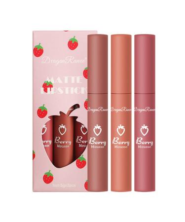 3 pieces of liquid lipstick durable waterproof nude moisturizer liquid lipstick lipstick lipstick non-stick cup of sexy lip gloss smooth lip tone make-up 1 ml (1 Pack) # 04