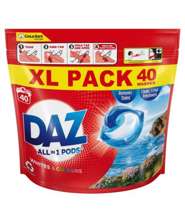 DAZ All in 1 PODs Washing Capsules Whites & Colours Pack of 40