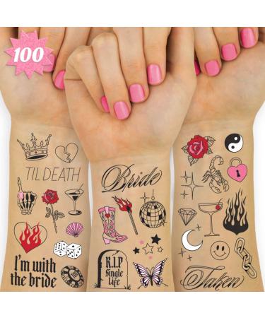 xo  Fetti Realistic Bachelorette Temporary Tattoos - 100 Foil Styles | Bachelorette Party Decoration  Bridesmaid Favor  Bride to Be Gift + Bridal Shower Supplies