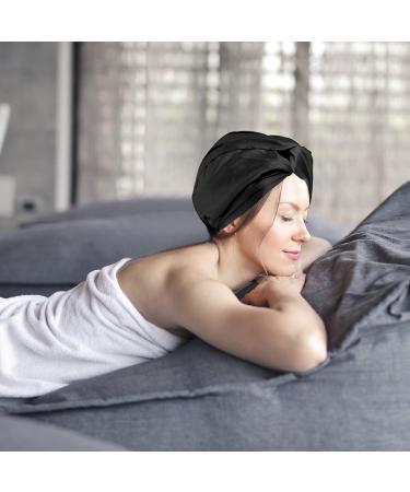 Mulberry Silk Hair Wrap for Sleeping | Double-Sided Sleep Cap | Silk Bonnet for Curly Hair | Black - Buy Online on SooperMarket.com